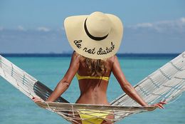 -Womens Wide Brim Stickerei Strohhut Strandkappe Faltbare Sonnenhüte 6 Farben