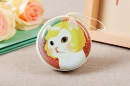 100pcs Cute Creative Cartoon Cat printing Iron Round Shaped Coin Purses mix color coin case