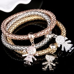 Wholesale- Multilayer Popcorn Bracelets For Women 2016 Rhinestone Crystal Bracelets Cute Girls Pendant Bracelets& Bangles Bohemian