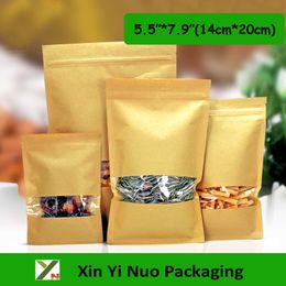 100pcs/lot 5.5"*7.9" (14cm*20cm)*140micron Retail Packaging Kraft paper Bag For Sale Heat Seal Bags Food Pouch