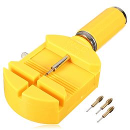 Yellow 28mm Watch Link for Band Slit Strap Bracelet Chain Pin Remover Adjuster Repair Tool Kit + 3pcs Spare Pins