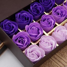 18Pcs Rose Bath Soap Flower Petal Set With Gift Box For Wedding Party Valentine's Day 4 style275g