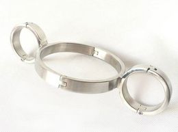 Unisex Stainless Steel Heavy Duty Bondage Necklet Neck Ring Wrist cuffs Collar Binder Restraint Gear BDSM Sex Games Toy Product