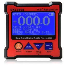 Freeshipping Professional Protractor Digital Inclinometer Dual Axis Level Measure Box Angle ruler 0.01 Resolution Rechargeable