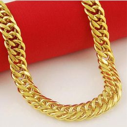 Jewellery 10mm 14K Gold Plated Filled Men's Necklace Solid Cuban Curb Link Chain