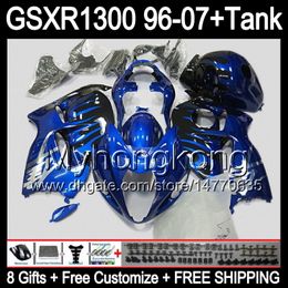 gloss blue 8gift For SUZUKI Hayabusa GSXR1300 96 97 98 99 00 01 13MY185 GSXR 1300 GSX-R1300 GSX R1300 02 03 04 05 06 07 blue black Fairing