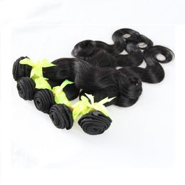 Wholesale peruvian virgin hair weave body wave Natural Black 5pcs virgin hair bundle deals double drawn,No shedding,tangle free