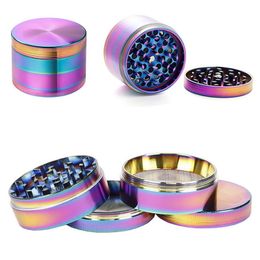 Beautiful 50mm Rainbow Grinders 4 Piece Grinder Zinc Alloy Material Top Quality Tobacco Herb Spice Crusher Fast Shipping