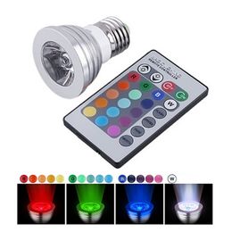 LED RGB Bulbs 16 Colour Changing 3W Spotlights Light Bulb E27 GU10 E14 MR16 GU5.3 with Remote Control 85-265V & 12V