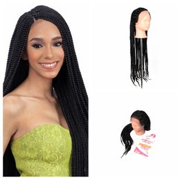 SYNTHETIC LACE FRONT WIG High Density Braided Lace Front Wigs Box Synthetic Fibre Wigs Thick Full Hand Twist Synthetic Hair Micro Twist Wigs