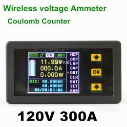 Freeshipping VAT1300A 100V 300A new wireless bi-directional Colour LCD ammeter voltage Metre current power capacity coulomb counter