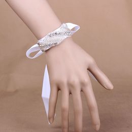 Luxury Bridal Wrist Corsage 2017 Crystals Rhinestones Bridesmaid Wrist Corsage Satin Lady Formal Evening Wear Jewelry