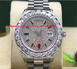 New arrival top quality luxury wristwatch mens 18038 18k white gold bigger diamonds automatic mechanical movement 41mm watch mens watch