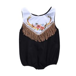 Cute Newborn Baby Girl Rompers Tassel Sleeveless Jumpsuit Back Zipper Romper Toddler Clothing Kids Sunsuit Outfit Baby Girl Clothes 2 Colours