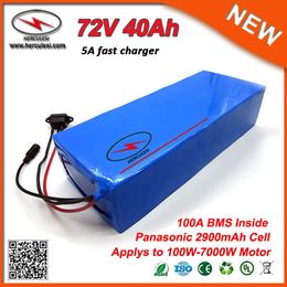 NMC Li-Ion Ebike Battery Pack 72V 40Ah Lithium Battery Pack for 72V 3000W 5000W 7000W Controller use in 29PF Cells + 5A Charger