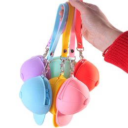 Baseball Cap Coin Bag Cute Candy Color Silicone Bag Headphone Jewelry Silicona Storage Bag Portable Zipper Key Storage Boxes