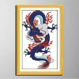 Dragon mascot, animal home decor diy painting, counted printed on canvas DMC 11CT 14CT kits, handmade Cross Stitch embroidery needlework Set