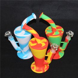 arrival glass water bongs Coloured silicone bongs water pipes camouflage recycler oil rigs 10 5 inches silicon hookah