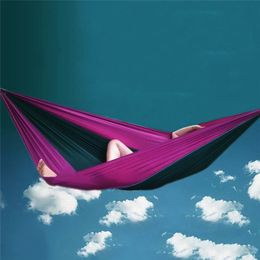 Wholesale- Portable Parachute Nylon Fabric Garden Hammock Outdoor Travel Camping Swing For Double Two Persons Sleeping HangNet Bed EJ8788