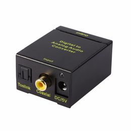 Freeshipping Black Digital Optical Coax Coaxial Toslink to Analogue RCA Audio Converter with 3.5mm Jack Port