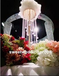 wholesale elegant new design Crystal tall flower stand/chandeliar flower stand for wedding table