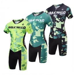 2024 Summer Camouflage cycling jersey Short Sleeve Cycling Skinsuit Unisex Triathlon invisible zipper tights conjoined Bike jumpsuit Bicycle Speedsuit