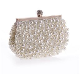 Pearls Women Handbags Pearl Imitation Diamonds Metal Day Clutches Purse Handbags For Wedding Party Wallets Bridal Hand Bags