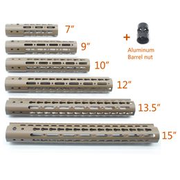 Tan Painted 7,9,10,12,13.5,15'' inch NSR Keymod Handguard Rail Free Floating Picatinny Mount System Aluminum Barrel Nut