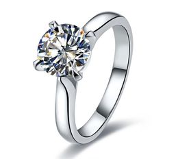-18 carati in oro bianco 2CT NSCD Hearts e frecce anello diamantato per le donne 925 sterling argento gioielli solitario anello PT950 stampato