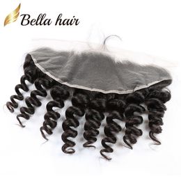 Loose Wave Lace Frontal Human Hair 13X4 Lace Frontal Only Full Hand Made Loose Wavy Lace Bleached Knots Pre Plucked With Baby Hair Natural Black Bella Hair Slay SALE