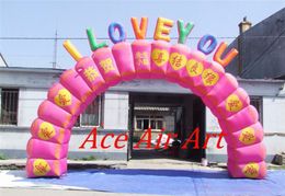 Round Pink Inflatable Valentine Arch/wedding decoration stand arch for Entrance