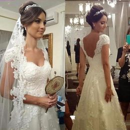 Vintage Tam Dantel Gelinlik Suudi Arabistan Gelinlik Dantel Aplike Gelin Elbiseler Portre Backless A Hattı Gelinlikler Özelleştirmek