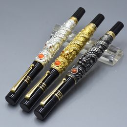 3 Colours - JINHAO High quality Dragon sculpture classic Fountain pen with school office supplies writing smooth Luxury ink pens and gift box