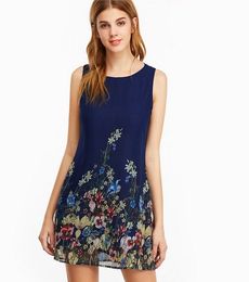 SheIn Casual Boho Sonbahar Elbiseler Kadınlar Için Renkli Yuvarlak Boyun Uzun Kollu Çiçek Baskı Düz ​​Şifon Elbise