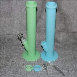 glow in the dark Silicone Bongs Water Pipes Glass Bongs Herbal Dab Oil Rig Water Pipes Glass Bongs Colorful silicone water pipe