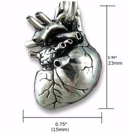 Tiny 3D Anatomical Heart Necklace Stainless Steel Silver Polished Maxi Long Chain Necklaces Jewellery for Women NL25846