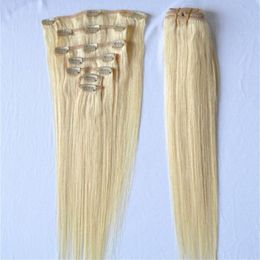 Hair Extension #1b #2 #4 #6 #8 #613 Bleach Blonde straight clip in human hair extensions 100g 7pcs Brazilian Virgin Hair