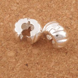 10mm Silver Plated Tone Pumpkin Stopper Big Hole Beads Clip 30Pcs lot Fit European Charm Bracelets Metals Jewellery DIY L1749300e