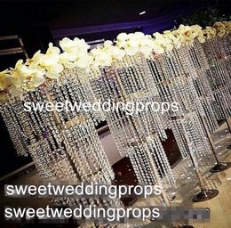 Crystal wedding crystal beads aisle pillar flower stand for weddings decor