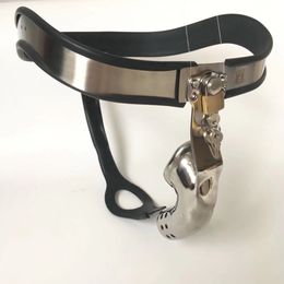 Top qualit Model T Adjustable Curve Waist Stainless Steel Chastity Belt Device With Cock Penis Cage Anal Plug Defecate Hole BDSM Sex Toy