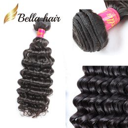 100 unprocessed hair bundles human weave dyeable 11a one donor deep curly wave wavy top quality retail 1pc bella hair extensions bundle bella hair slays