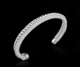 High quality plating 925 Sterling Silver Crazy price women lady hot sale fashion Jewellery charm mesh bangle bracelet 10pcs