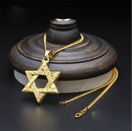 Jewish Jewellery Magen Star of David Pendant Necklace Women Men Gold Silver Plated Hip Hop Israel Necklace Classic David Star Cross Star