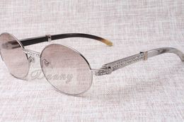 high-end round diamond sunglasses 7550178 natural Black and white angle Right angle sunglasses men Female eyeglasses size: 57-22-135 mm