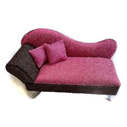 2pc 1:6 Dollshouse Velvet Sofa Miniature Furniture Figure Decor Accessories