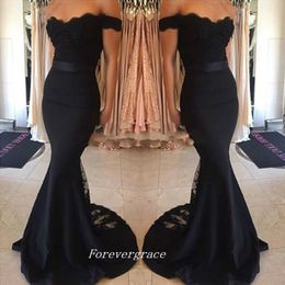 Black Colour Long Evening Dress High Quality Mermaid Lace Girls Special Occasion Party Gown Cheap Custom Made Plus Size