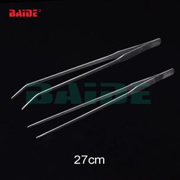 thickness 2.0mm Stainless Steel 27CM Curved Long Straight Curve Tweezers for Fish Tank Aquarium Plant Shrimp Reef Tank 200pcs/lot