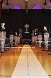 use for hangging only )Decorative iridescent acrylic chandelier column , Hanging crystal lighted beaded column for weddings