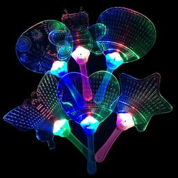 LED luminous fan, plastic colorful flash, acrylic transparent fan, summer stall, night market, toy gift