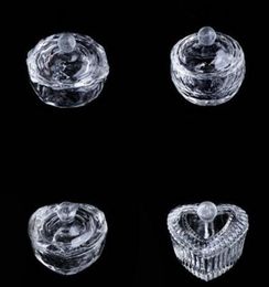 Nail Art Crystal Glass Dappen Dish Bowl Cup with lid Liquid Glitter Powder Caviar Nail Tools